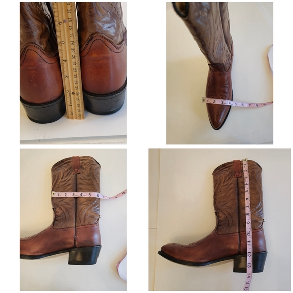 Ramrods Unisex Cowboy Western Pull Up Leather Boots Tan Brown Size 10.5 D - Picture 13 of 17